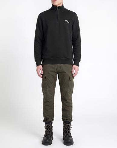 Man Sweatshirt Black Size L Cotton, Polyester