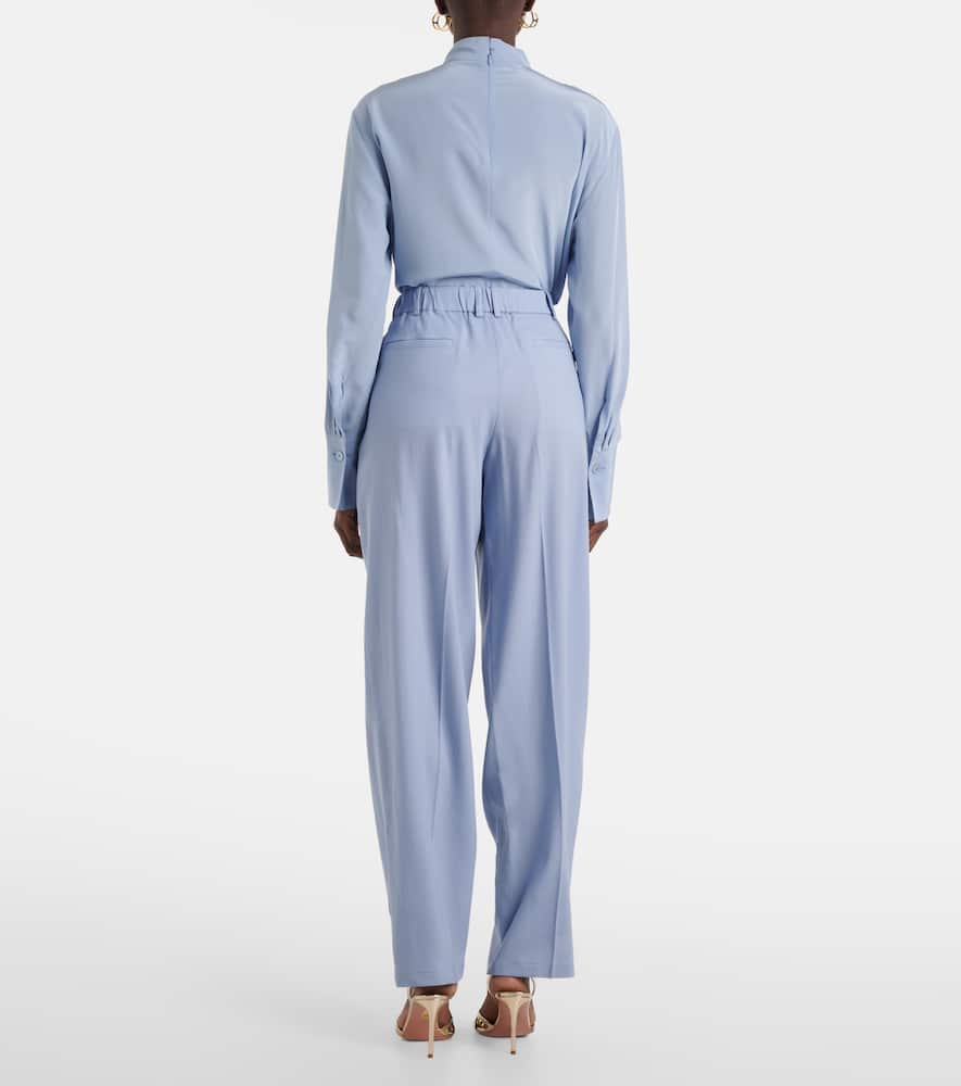 Bucklel wool crêpe wide-leg pants