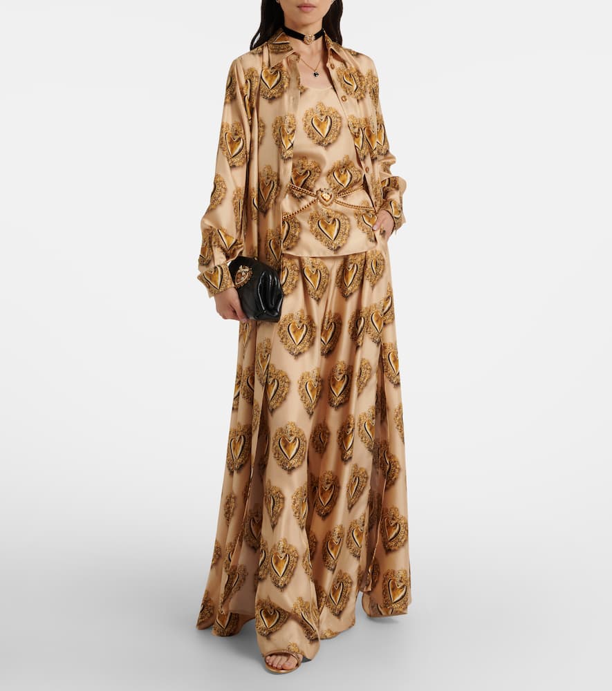 Printed silk shirt dress