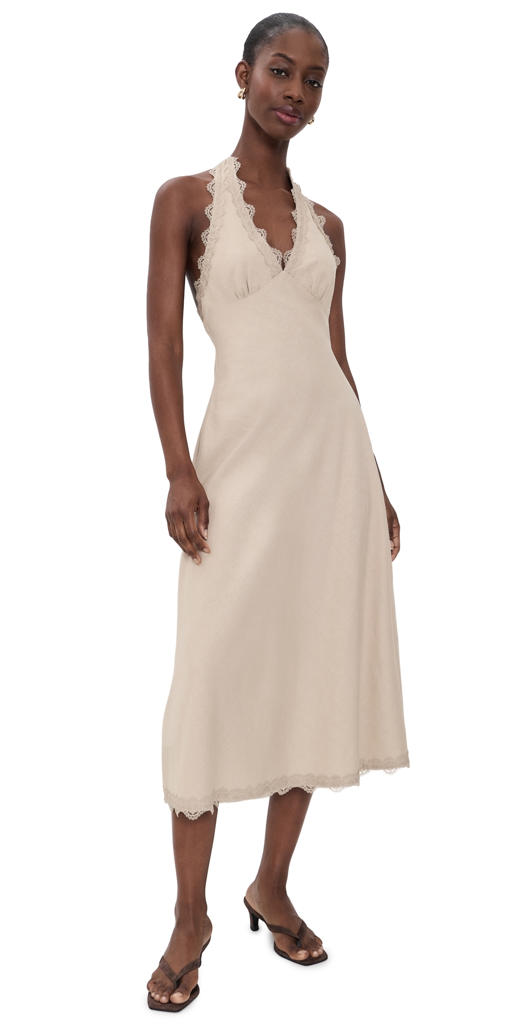 Stars Align Midi Dress Beige