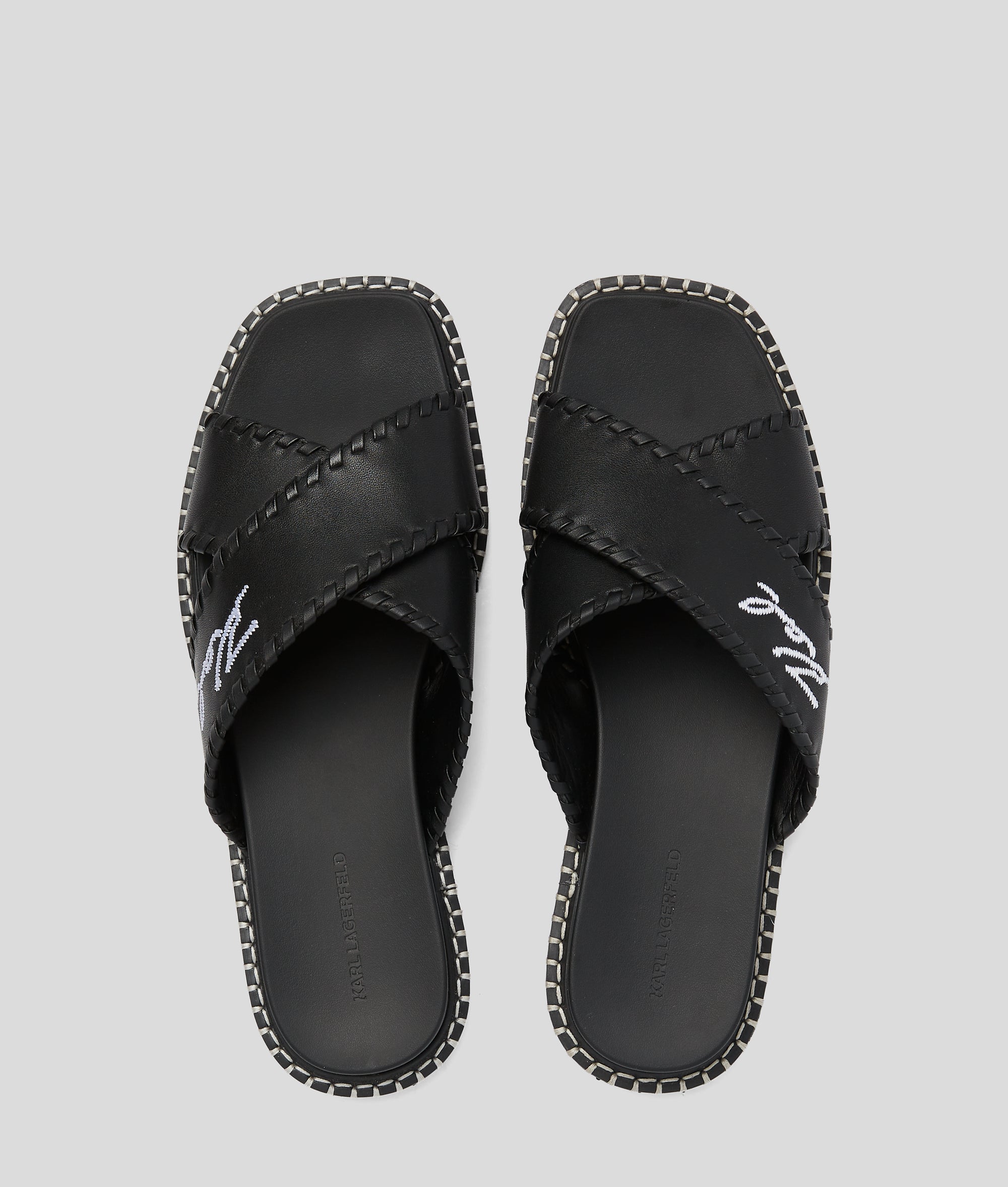 Karl Lagerfeld - Pantoufles À Surpiqûres Signature Kleo, Femme, Noir