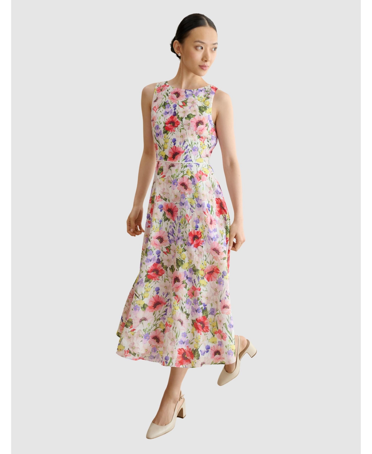 Women's Carly Floral Midi Dress - Ivorymulti