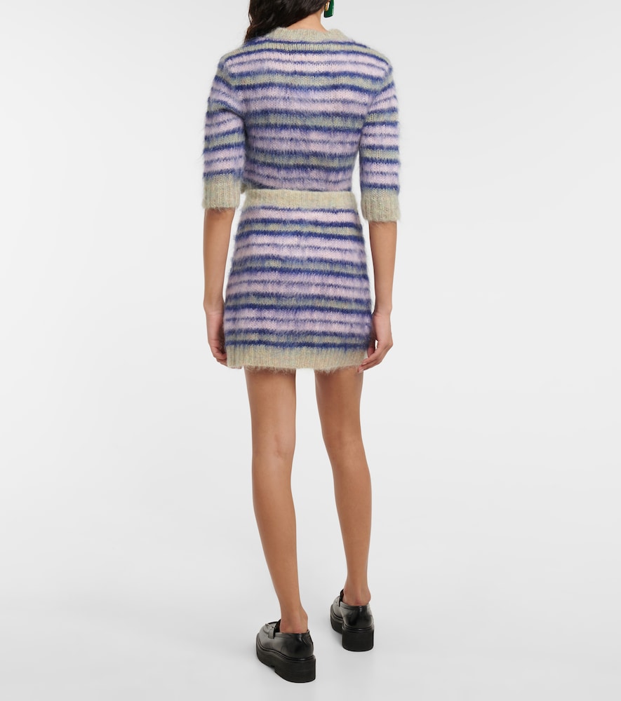 Striped mohair-blend miniskirt