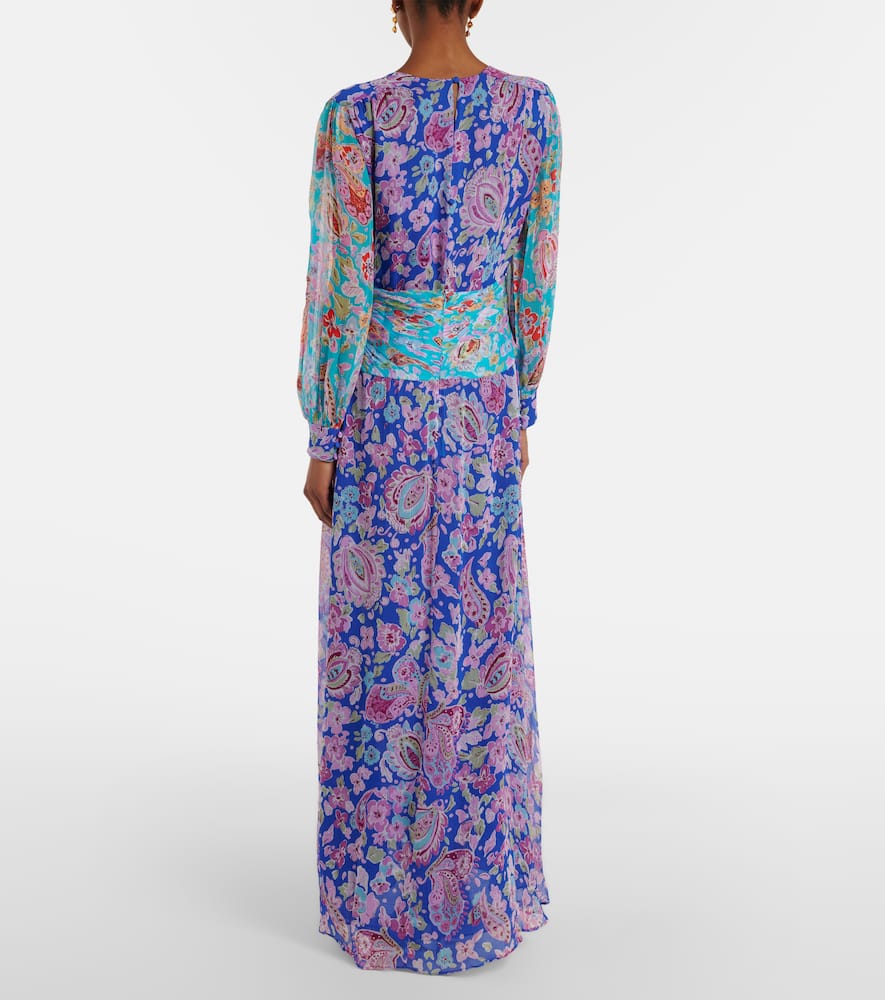 Meera floral gathered chiffon maxi dress