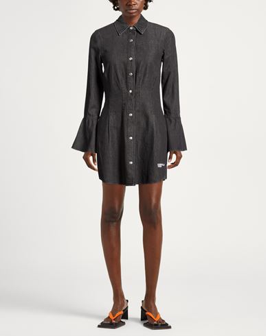 Woman Mini dress Charcoal Size S Cotton, Viscose