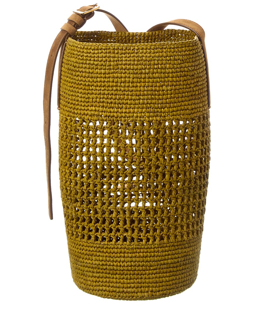 Billie Small Raffia & Suede Bucket Bag