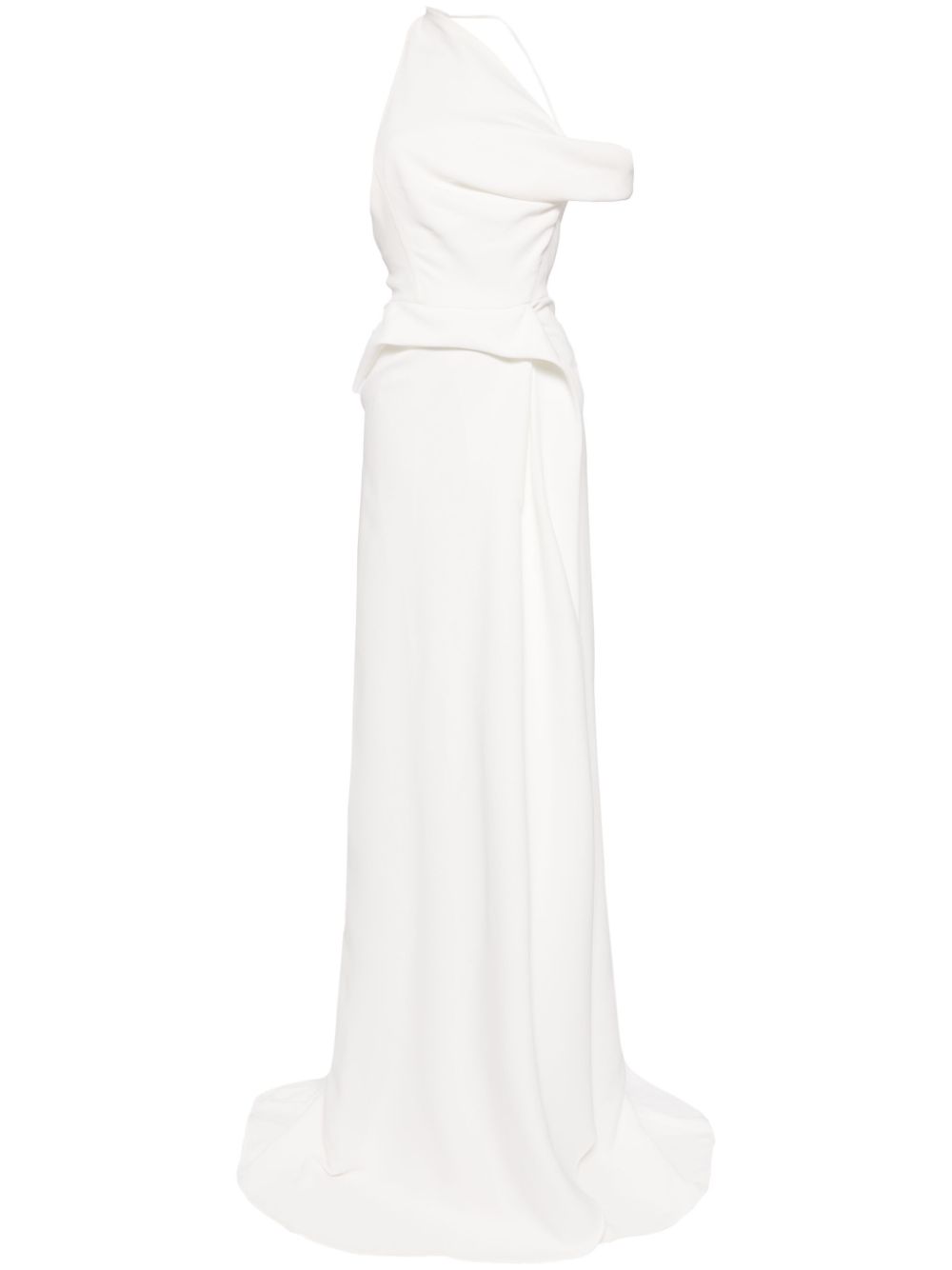 Draped one-shoulder maxi dress - White