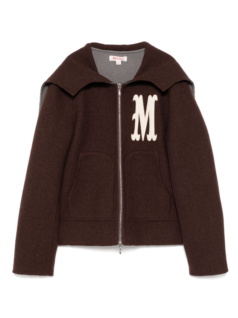 Bat-collar zip-up jacket - Black
