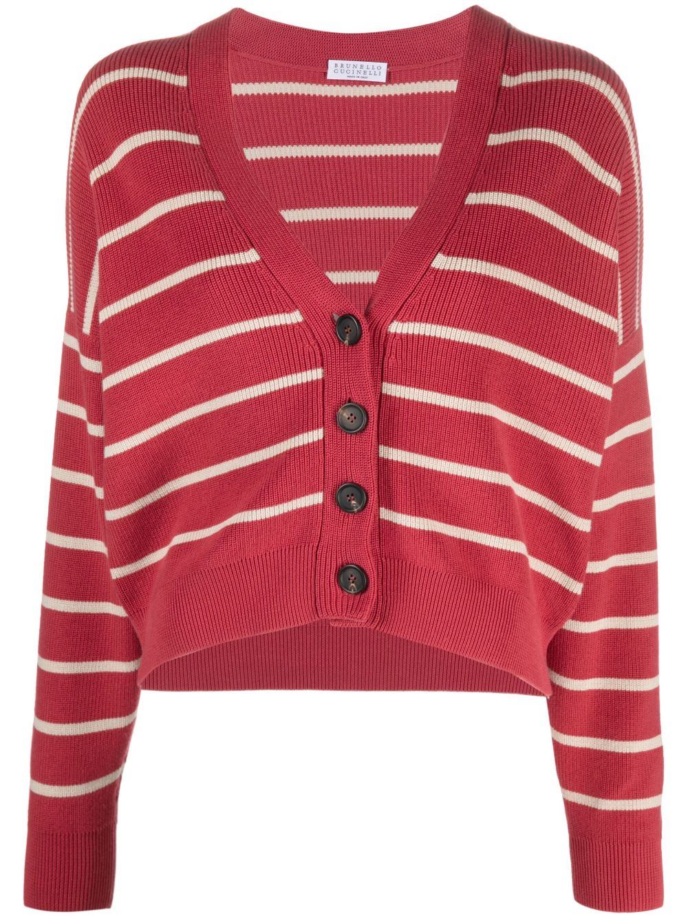Striped cotton cardigan - RED