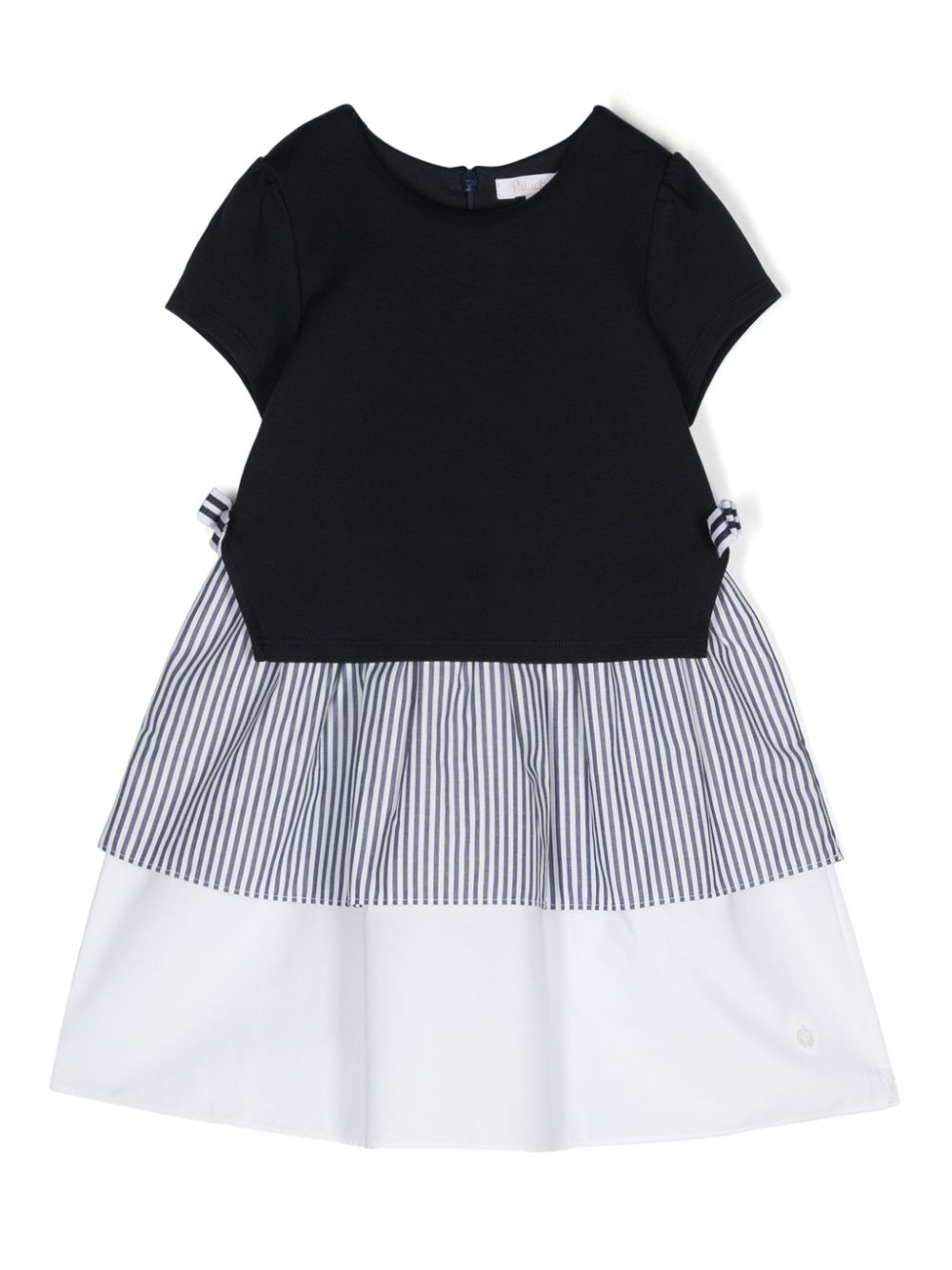 Bow-detailing layered cotton dress - Blue