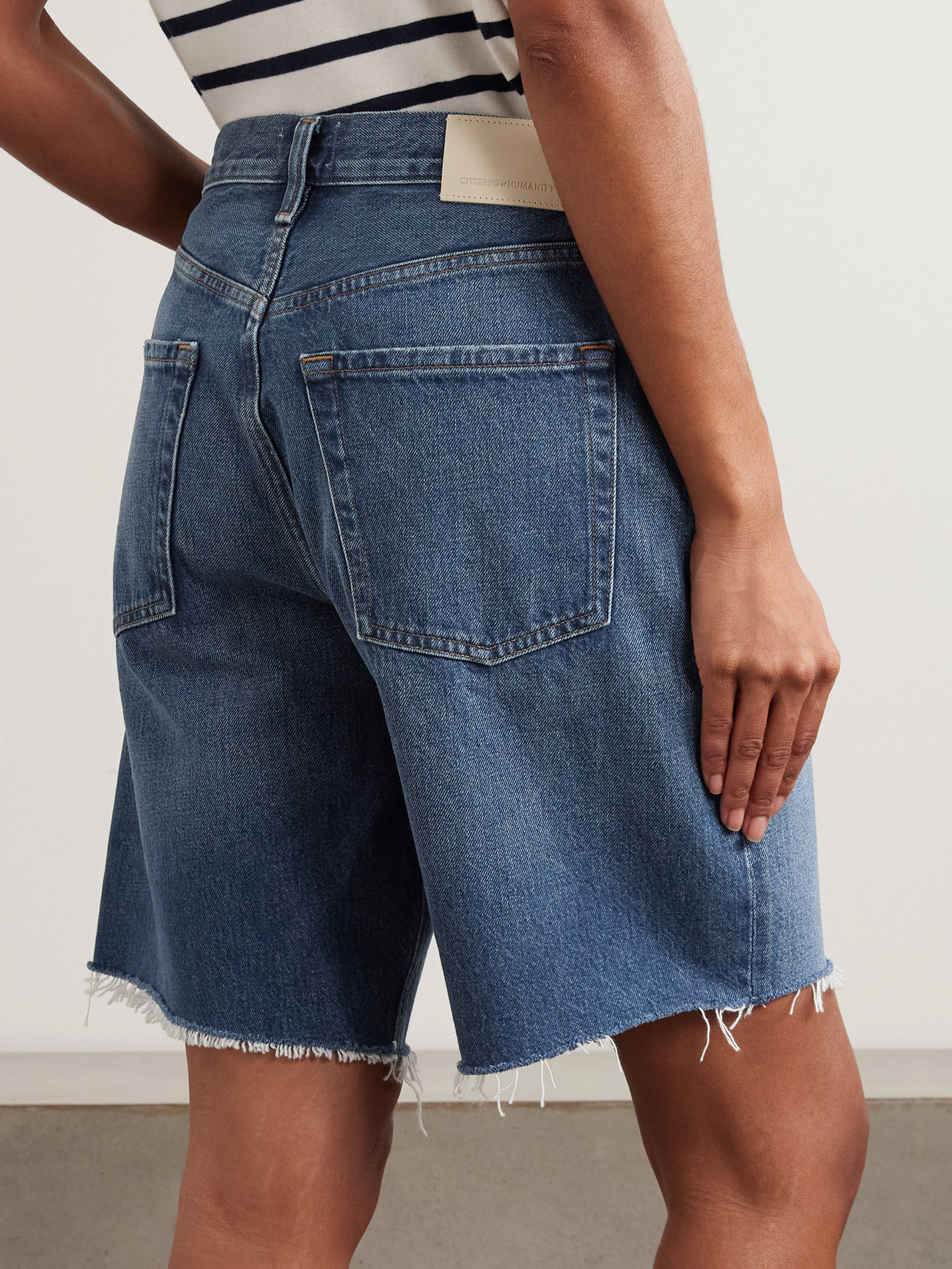 Ayla Frayed Denim Shorts - Blue