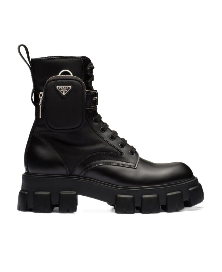Monolith brushed leather and nylon boots