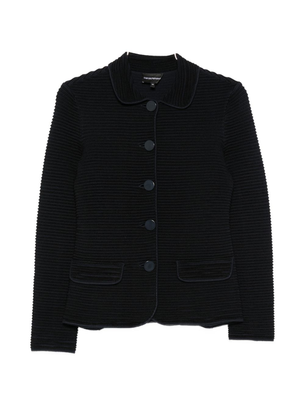 Ribbed Knit Blazer — Black