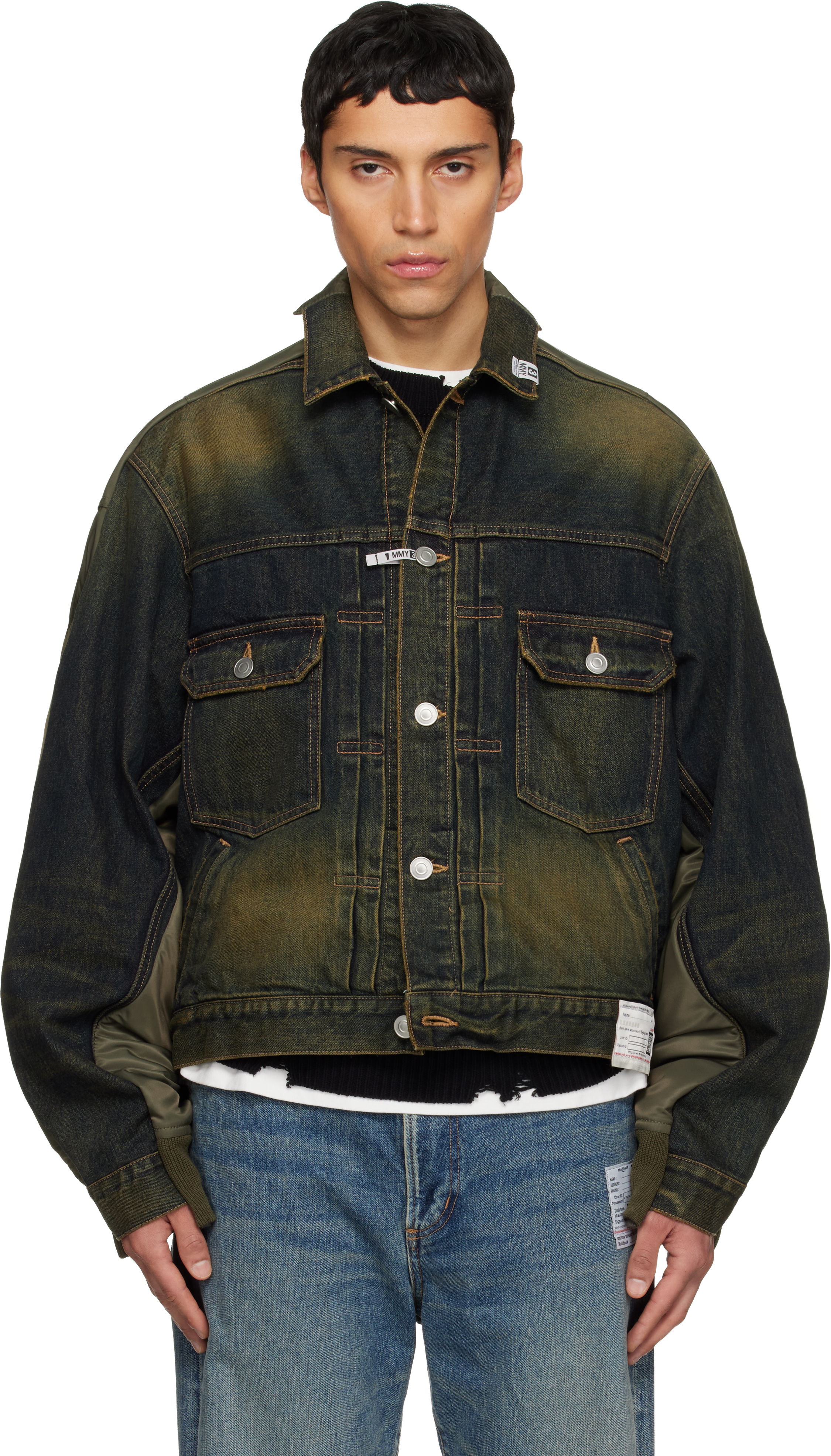Khaki & Navy Front Back Combined Denim Jacket