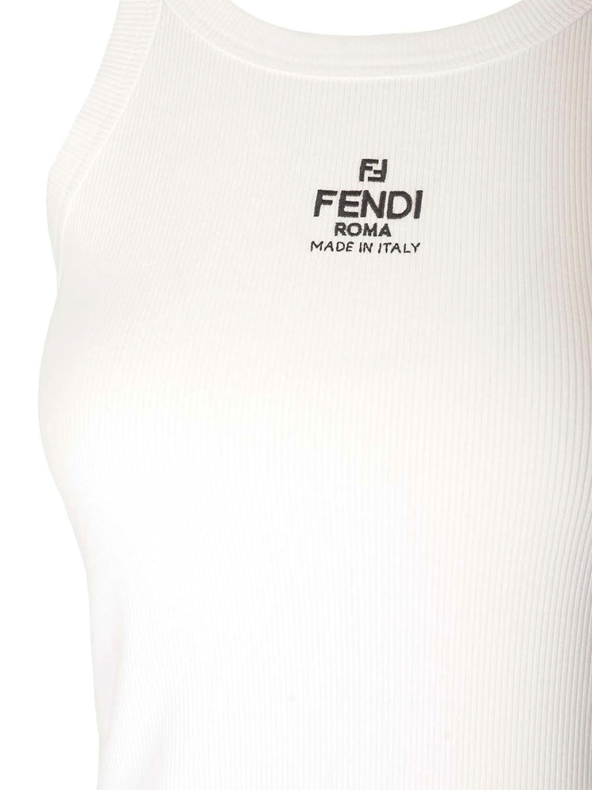 White Logo Scoop Neck Tank Top