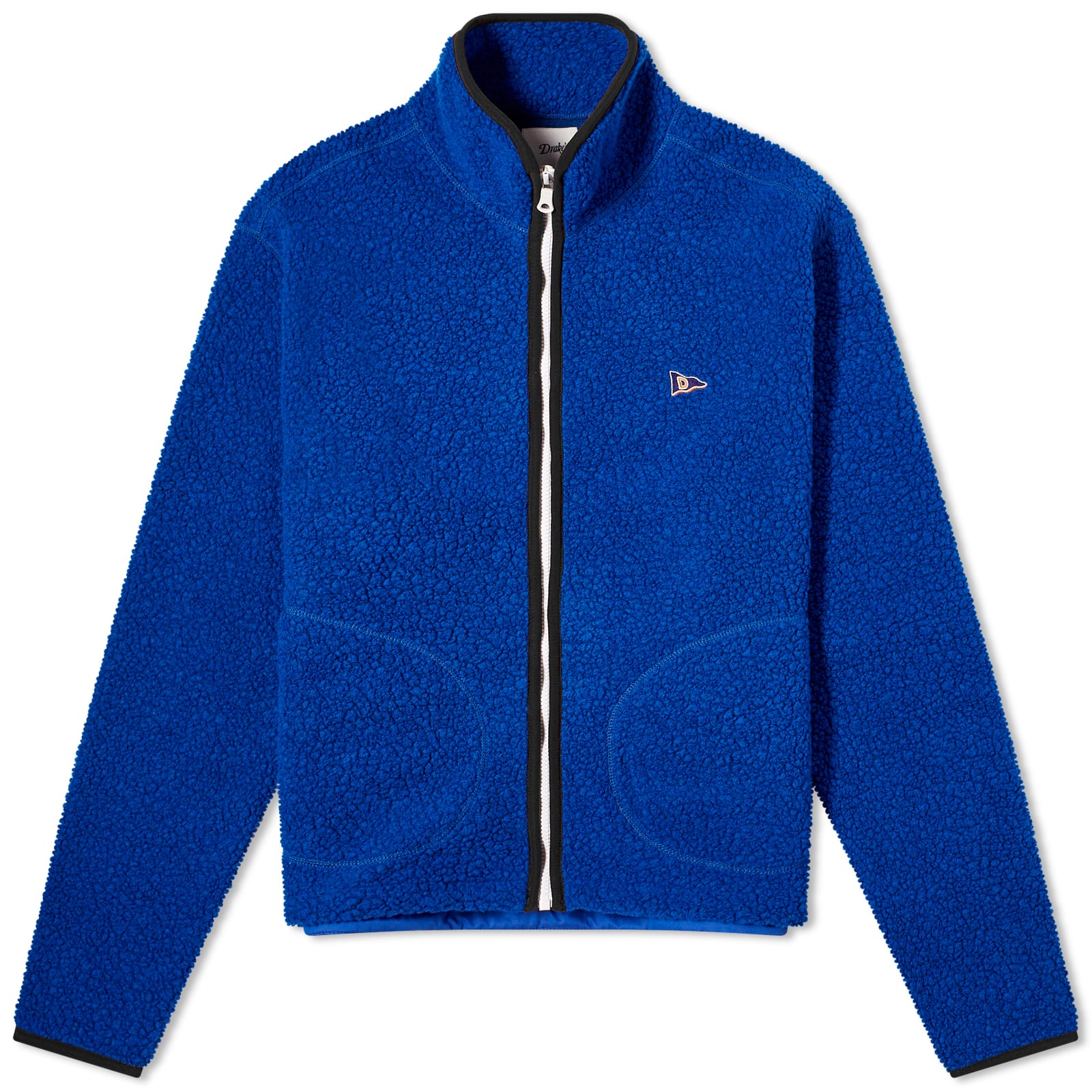 Men's Boucle Wool Zip Fleece Jacket in Blue