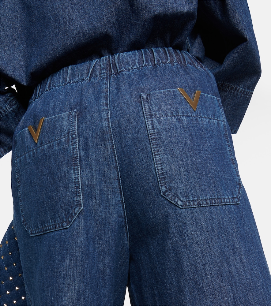 High-rise chambray wide-leg jeans