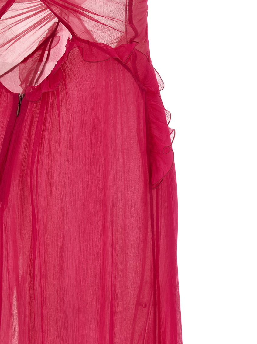 Frilled Gown With Cutouts Dress