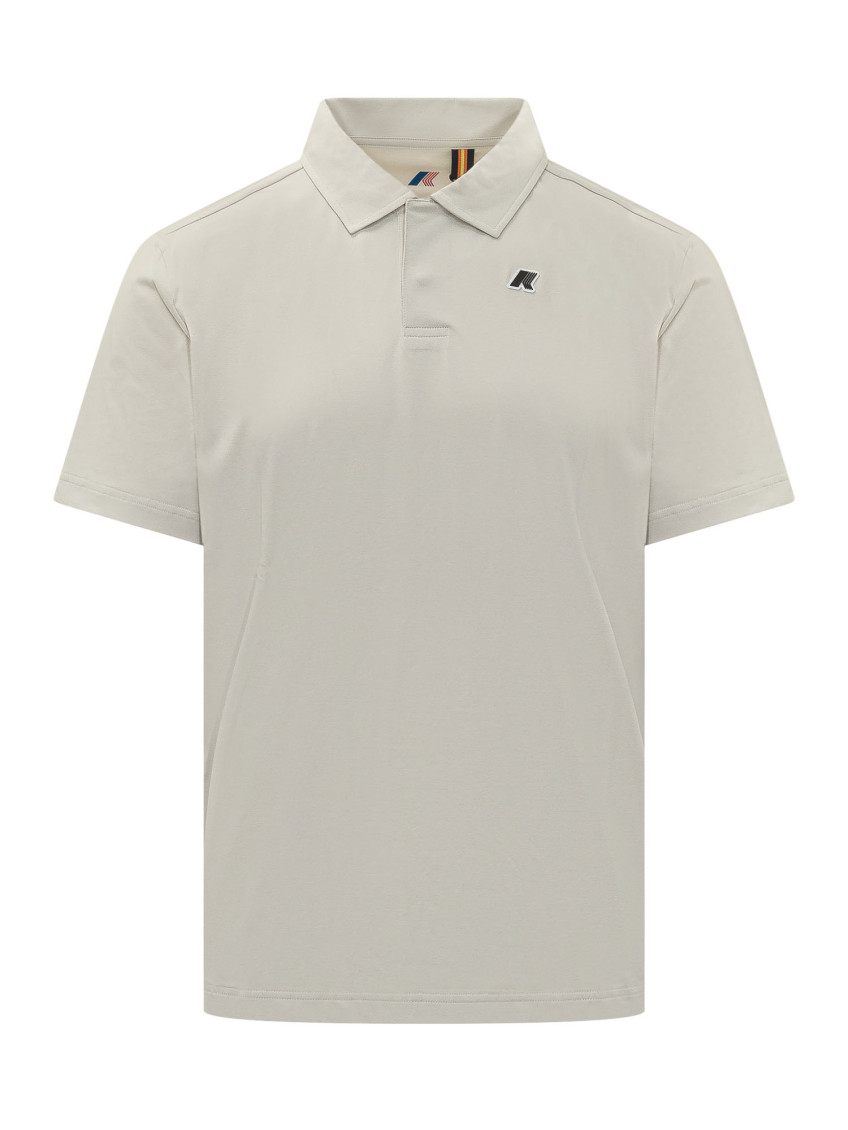 Beige Logo Shirt Collar Polo