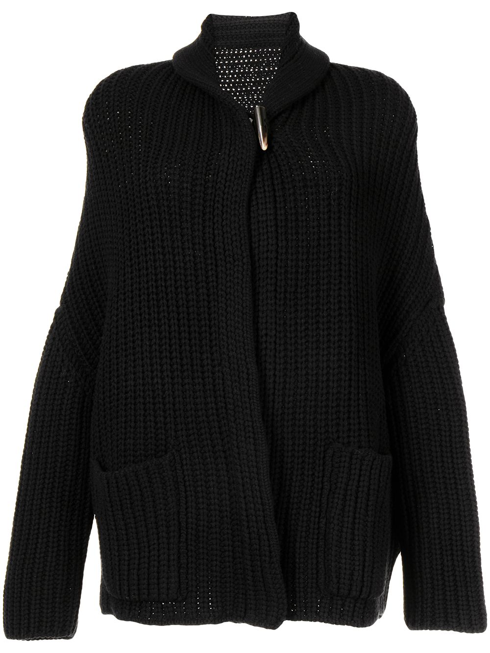 Chunky knit wool-cashmere cardigan - Black