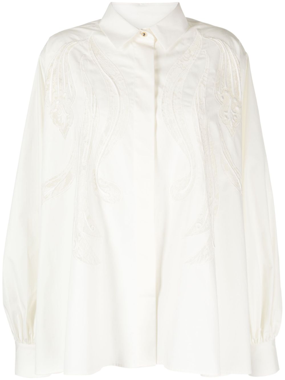 Lace-embroidered cotton shirt - White