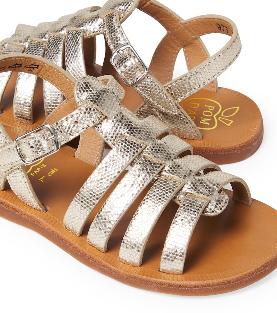 Plagette Strap metallic leather sandals