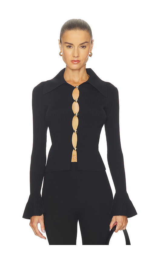 Self-portrait Button Down Knit Top in Black. M also in S