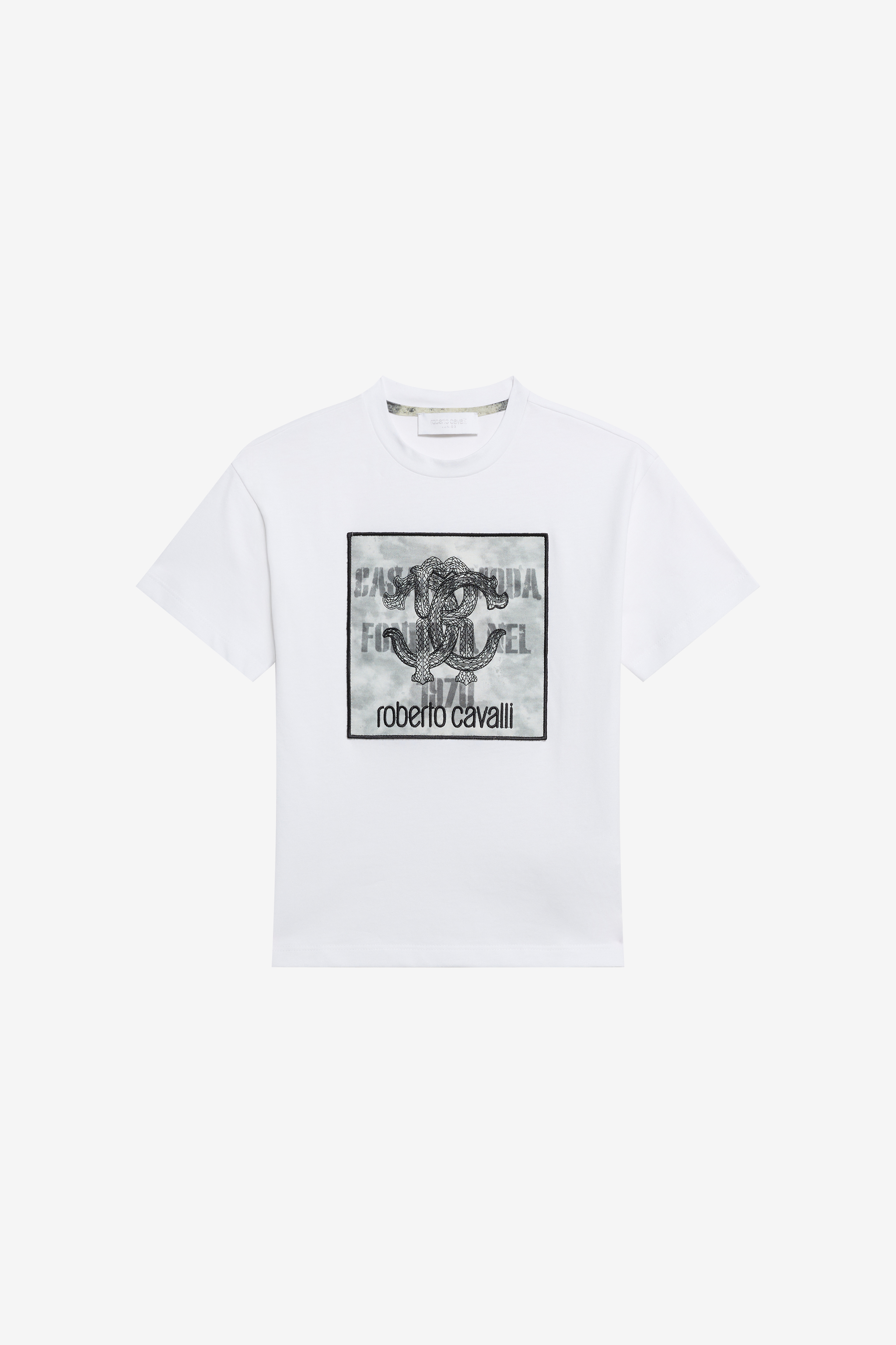 White T-shirt With Monogram Rc