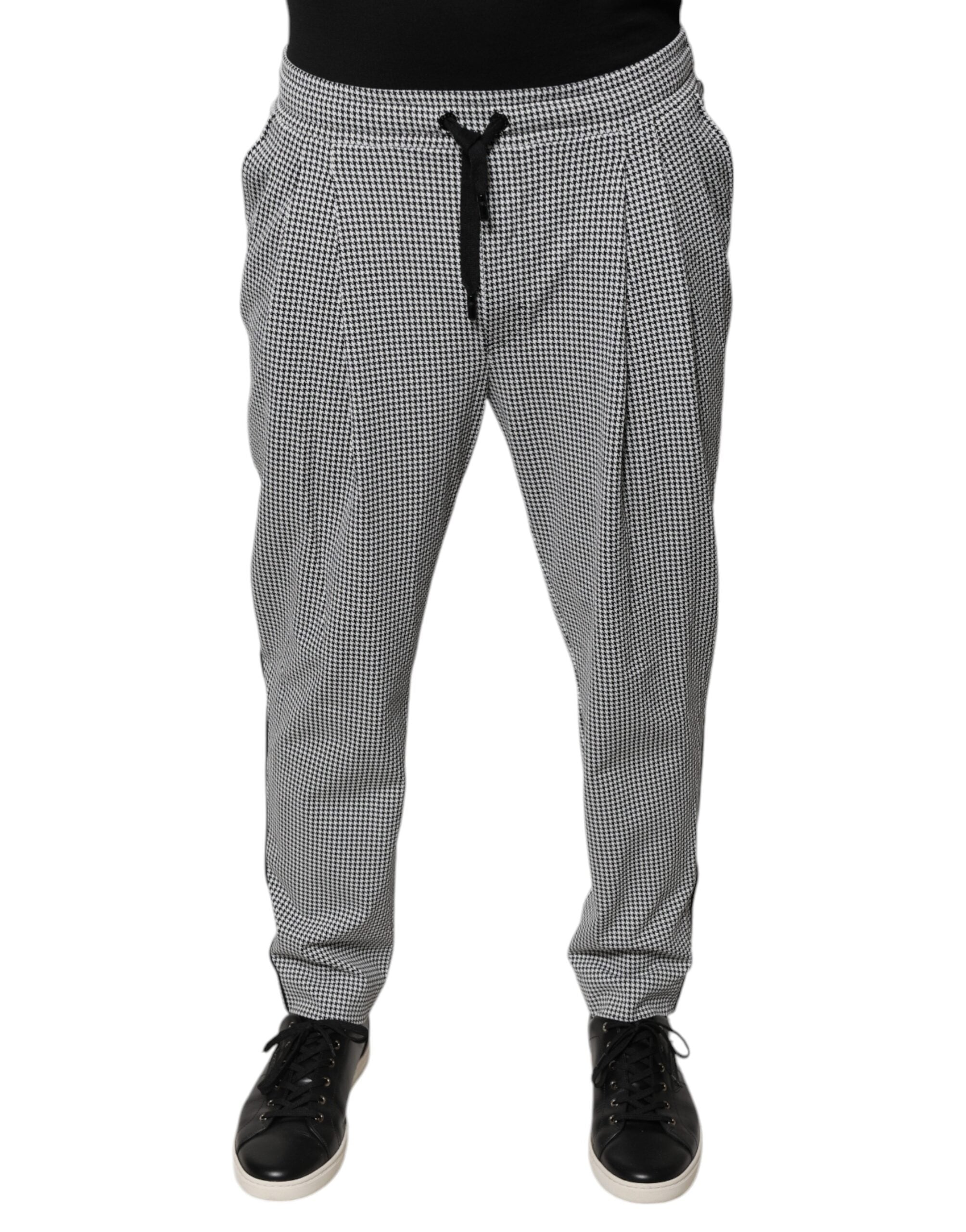 Houndstooth Nylon Trousers — Black