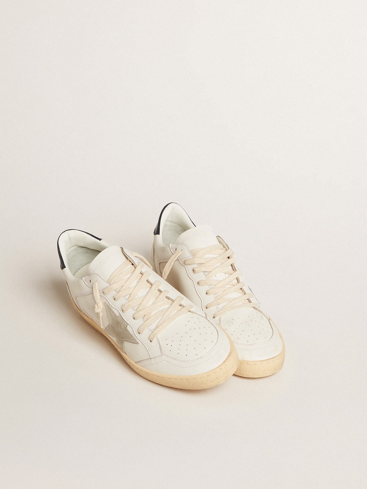 Golden Goose - Ball Star With Ice-gray Suede Star And Blue Leather Heel Tab, Man