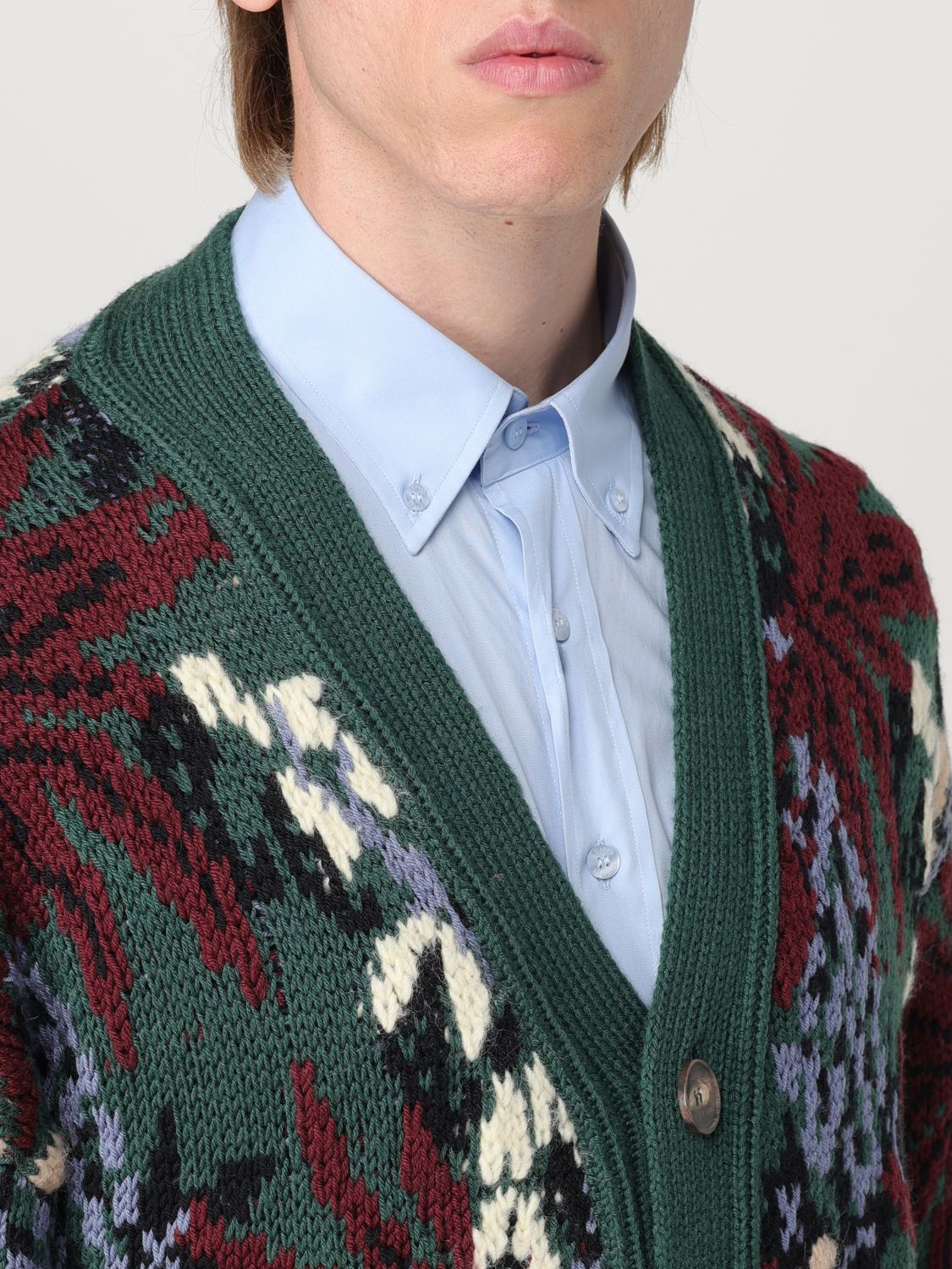 V-neck jacquard cardigan - Green