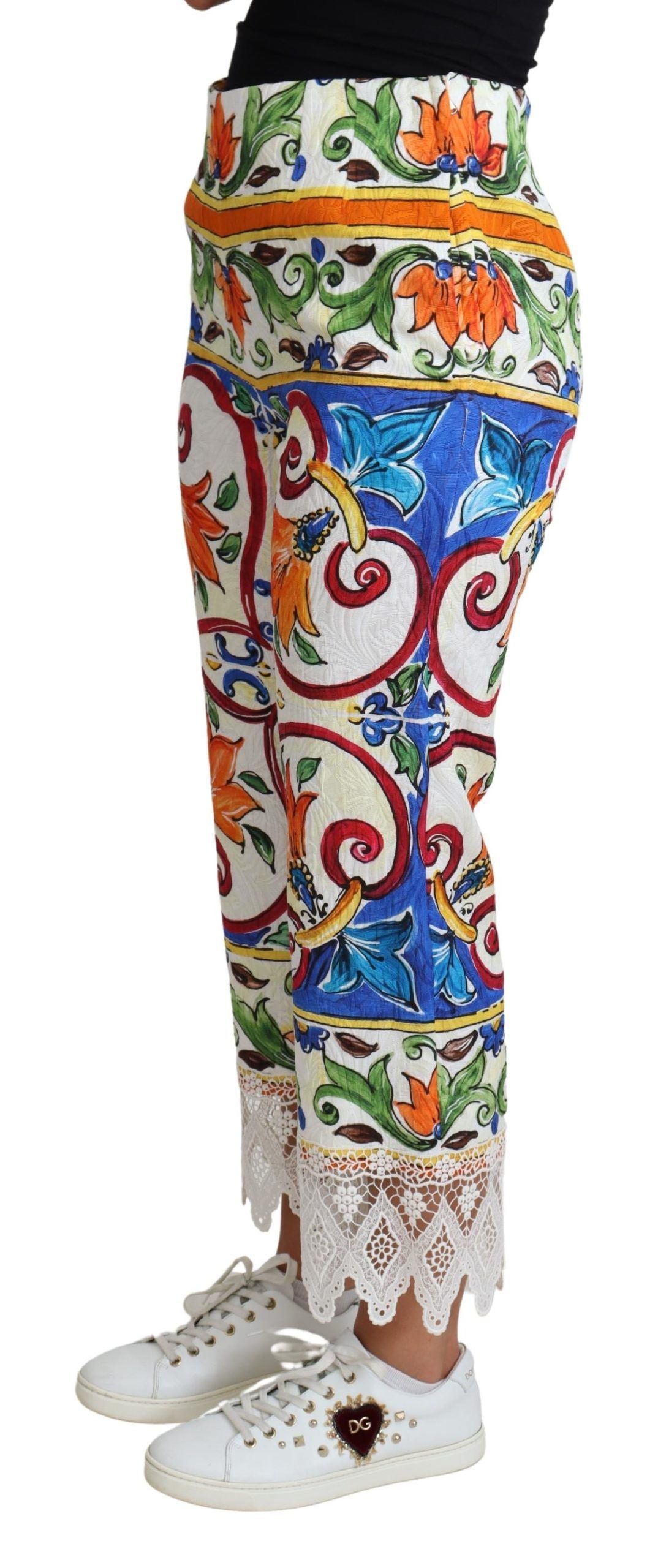 Majolica Print Trousers — Multicolor