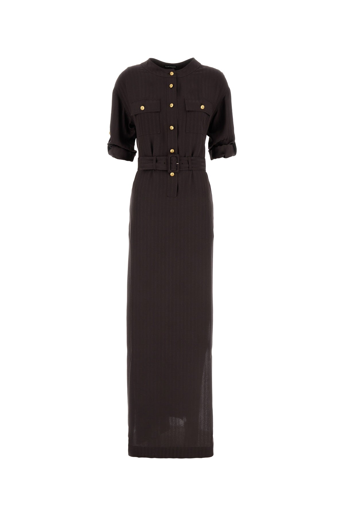 Belted Shirt Dress Dress — Brown