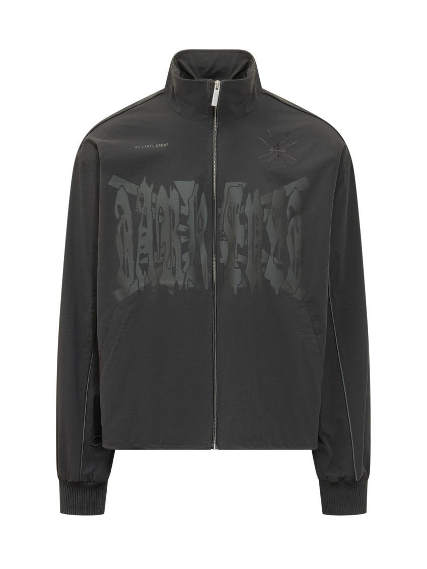 Black Graphic Mock Collar Jacket
