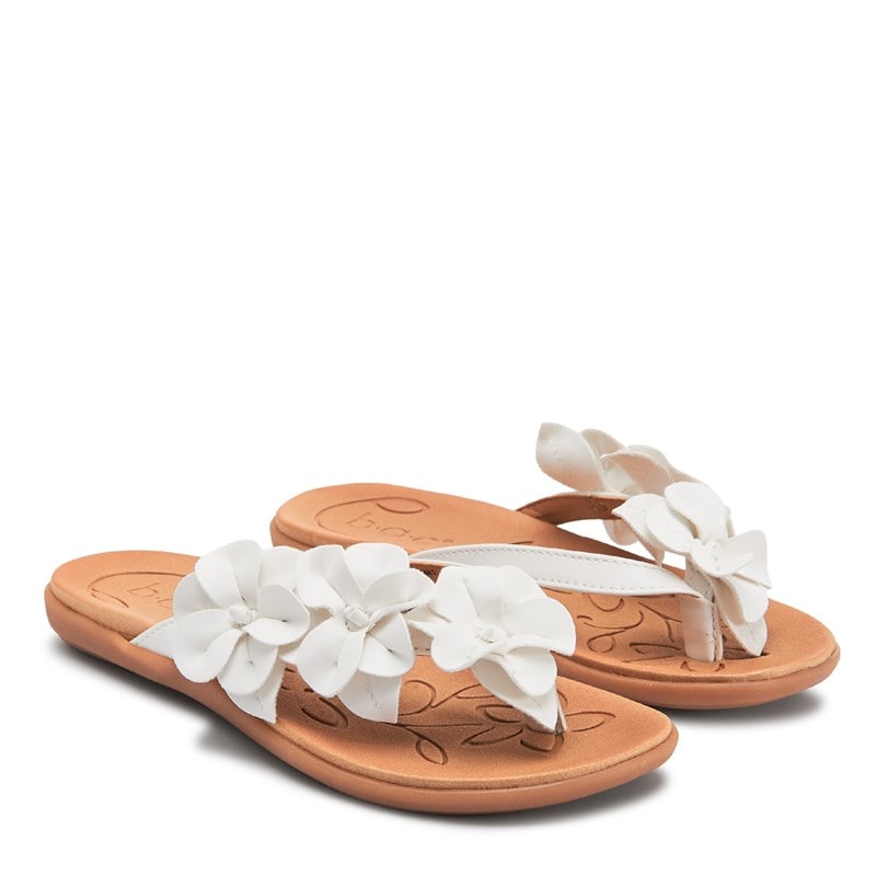 B. O.C. Women's Hensley Floral Thong Sandals (White)