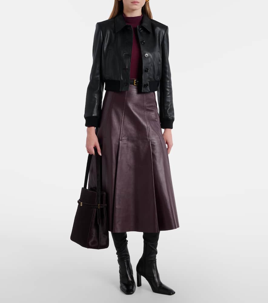Sleek Statement cropped leather blouson jacket