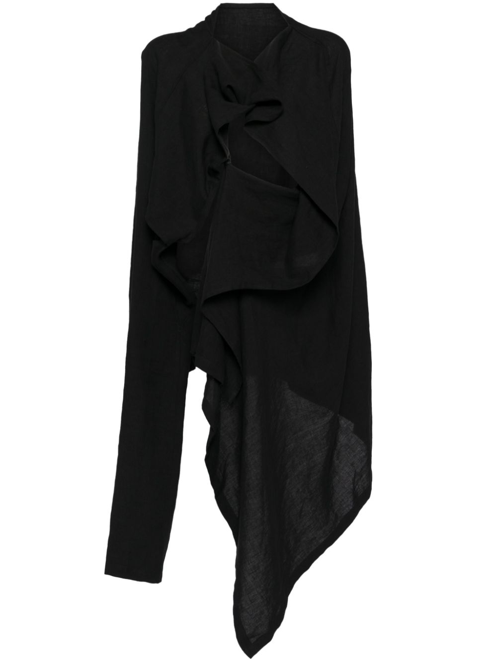 Draped linen jacket - Black