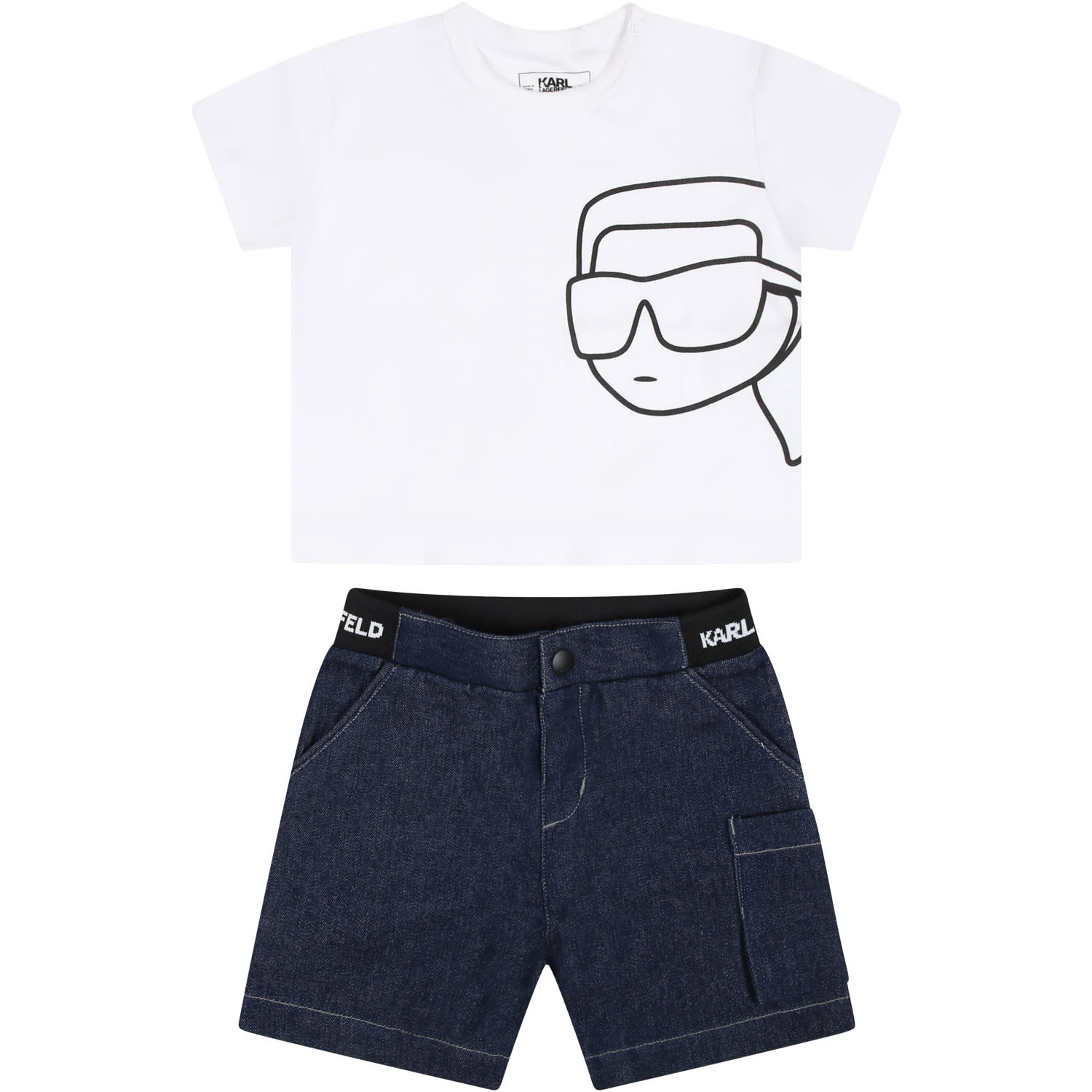 Logo-waistband organic-cotton shorts - White