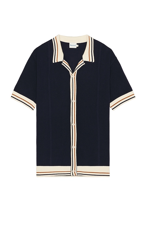 Bound Stevie Waffle Ribbed Knit Polo in Navy.  M also in