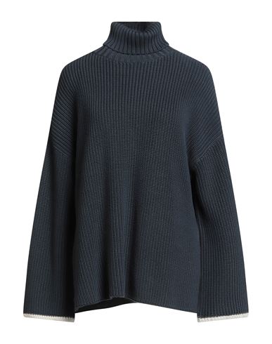Woman Turtleneck Navy Size L Cotton, Ecobrass
