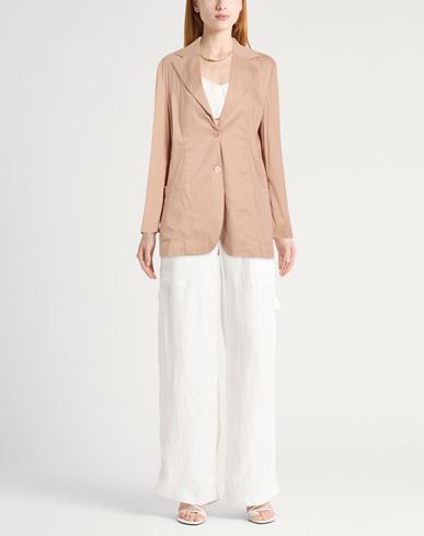 Woman Blazer Light brown Size 10 Cotton, Polyamide, Elastane