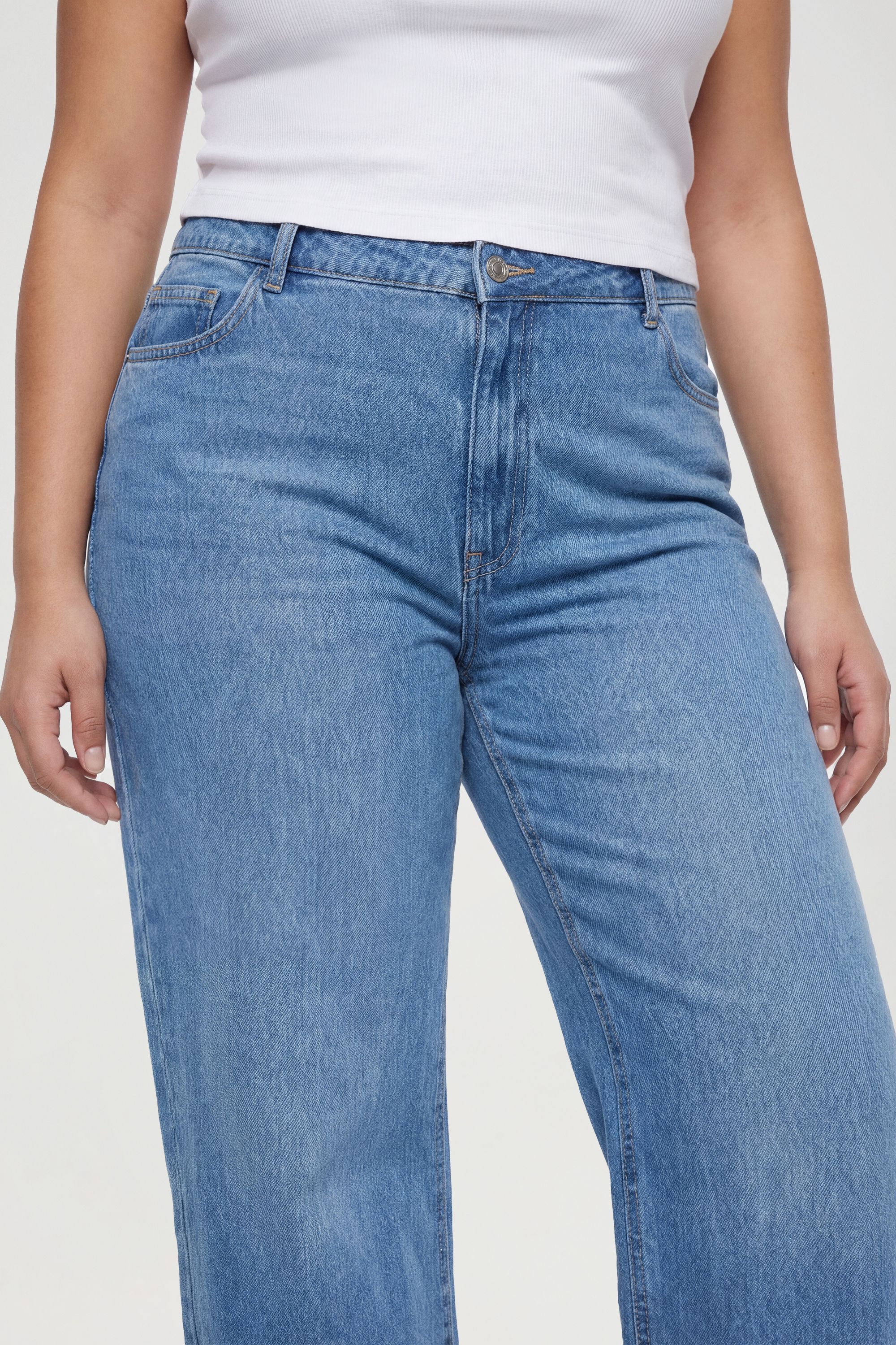 Boohoo Womens Plus Basics High Waist Boyfriend Jean - Blue