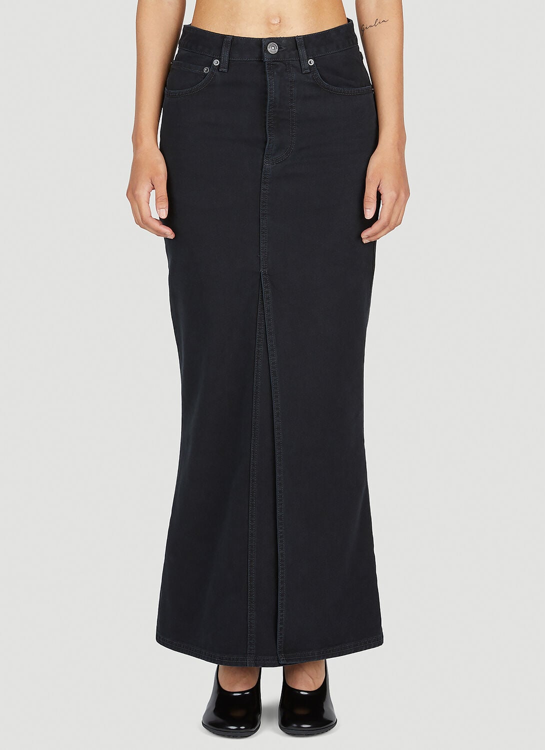 Denim Maxi Skirt - Woman Skirts Black Fr