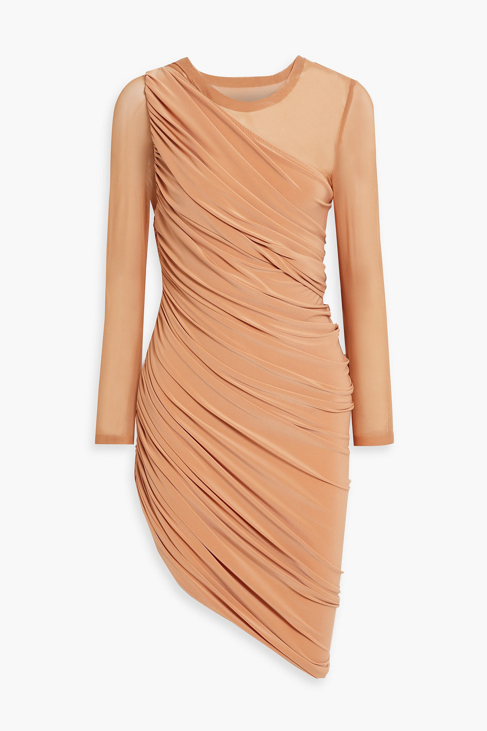Diana ruched mesh-paneled stretch-jersey mini dress