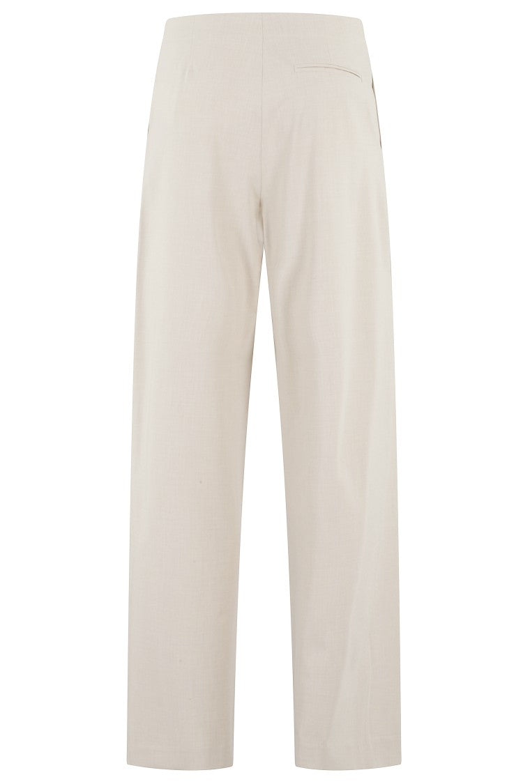 Sand Wide-Leg Pants With Central Button