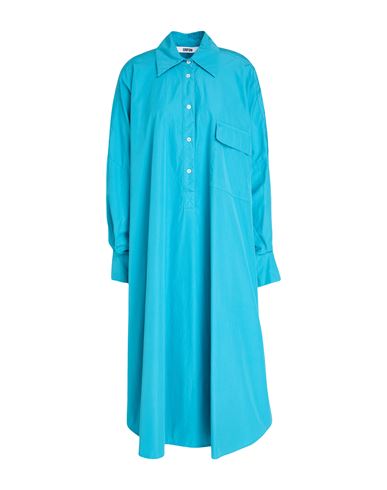 Woman Midi dress Turquoise Size 4 Cotton