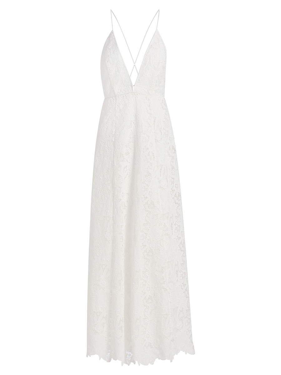 Women's Kim Embroidered Plunging V-Neck Maxi Dress - White