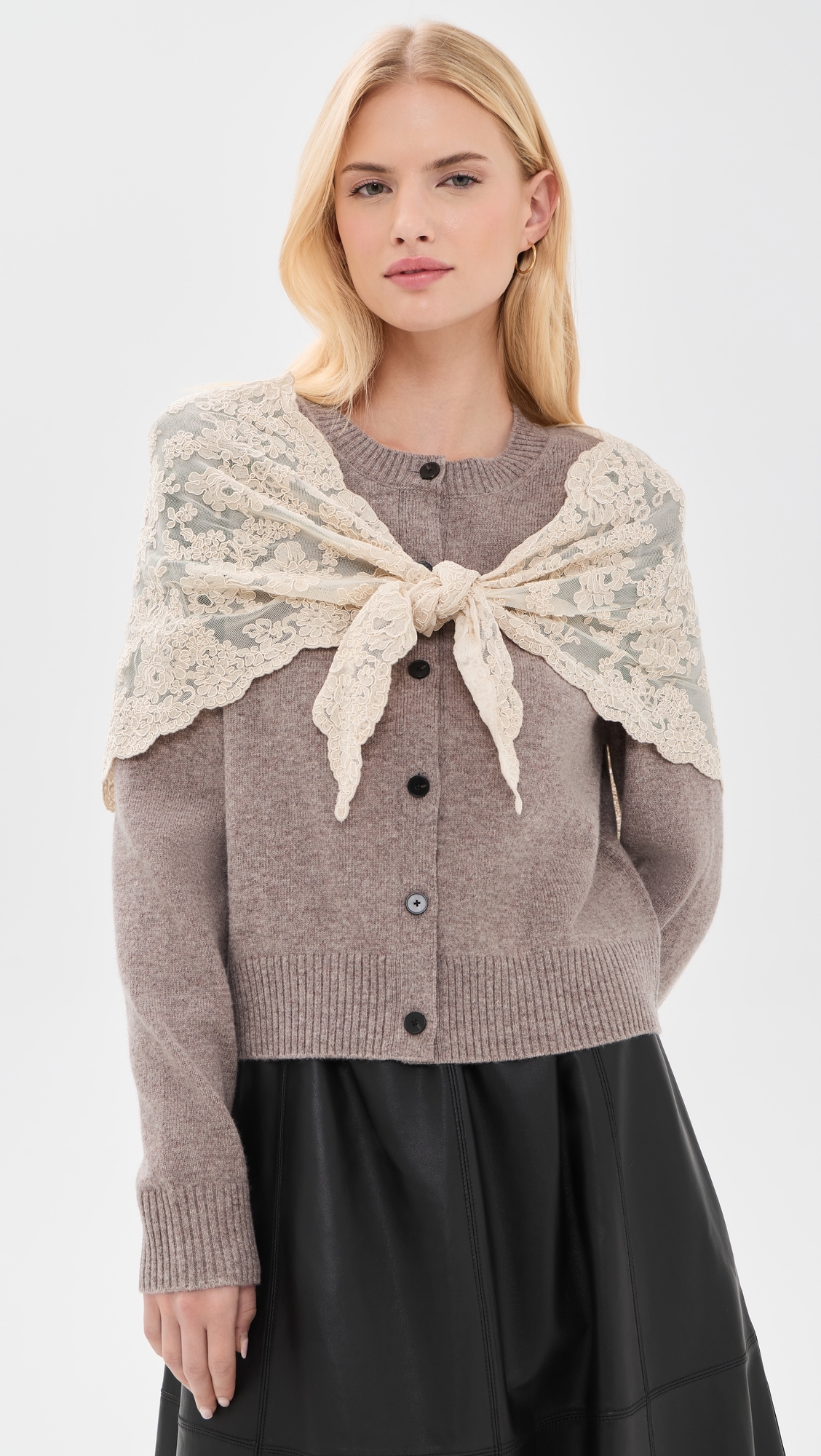 Kirra Lace Scarf Cardigan Taupe