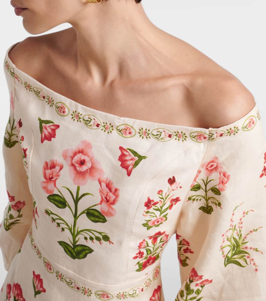 Senlis Canna off-shoulder linen maxi dress