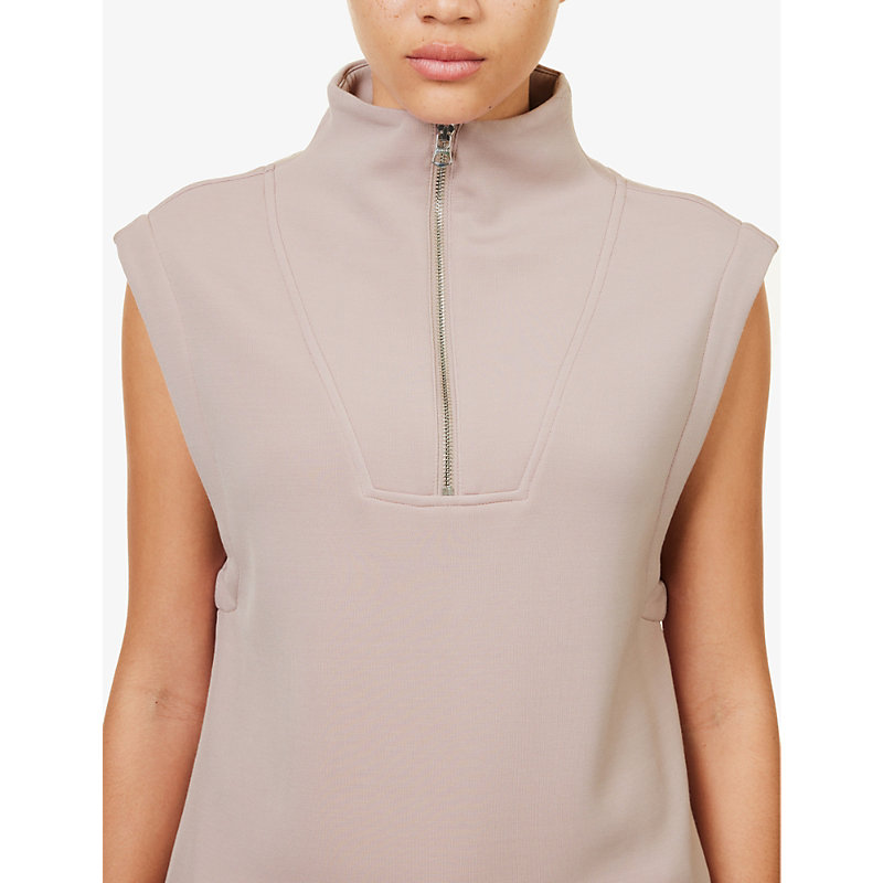 Womens Ice Mauve Magnolia Half-zip Relaxed-fit Stretch-woven top S